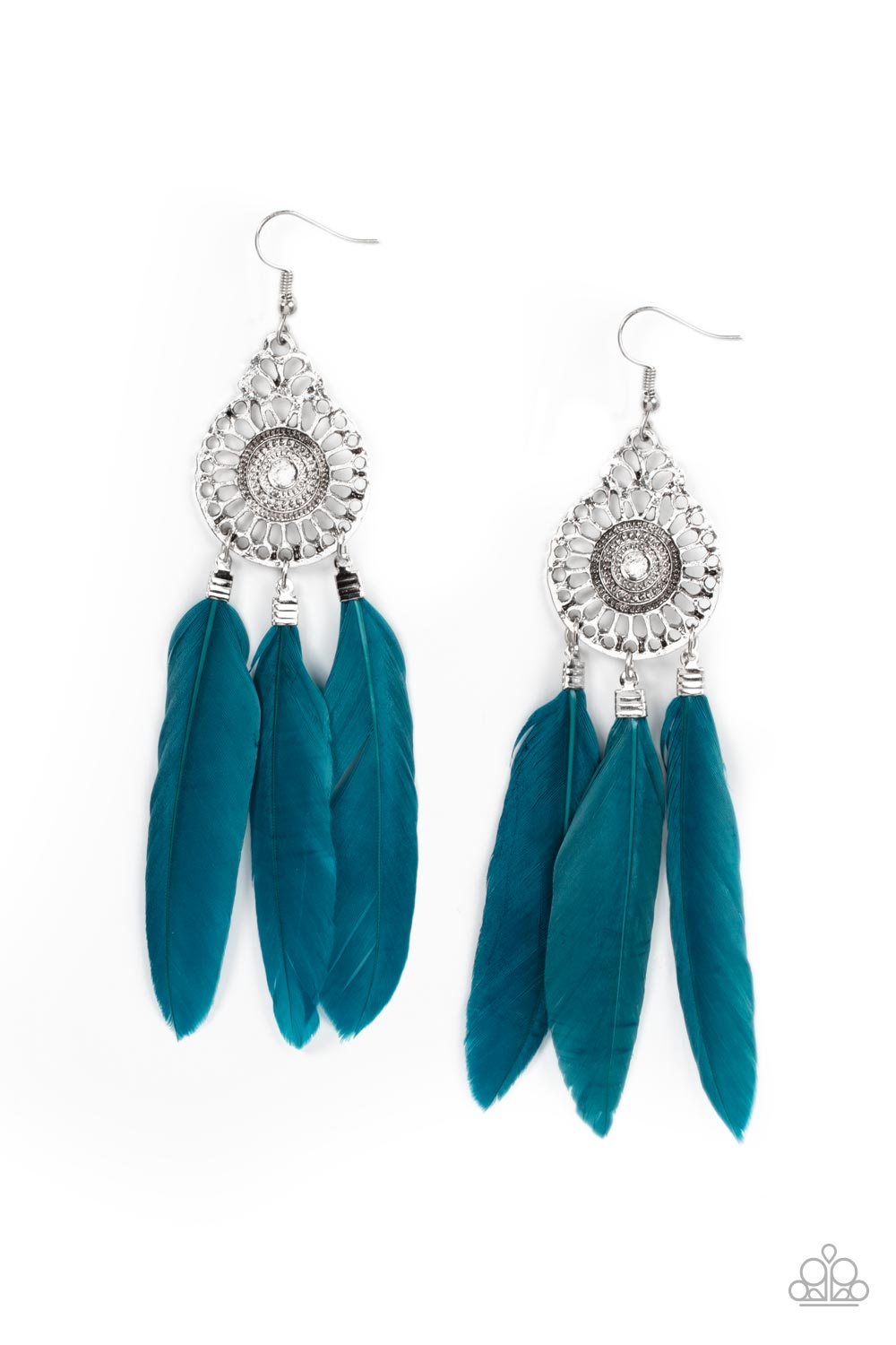Pretty in PLUMES - blue - Paparazzi earrings