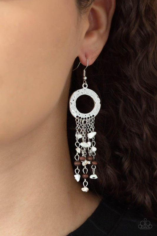 Primal Prestige - white - Paparazzi earrings