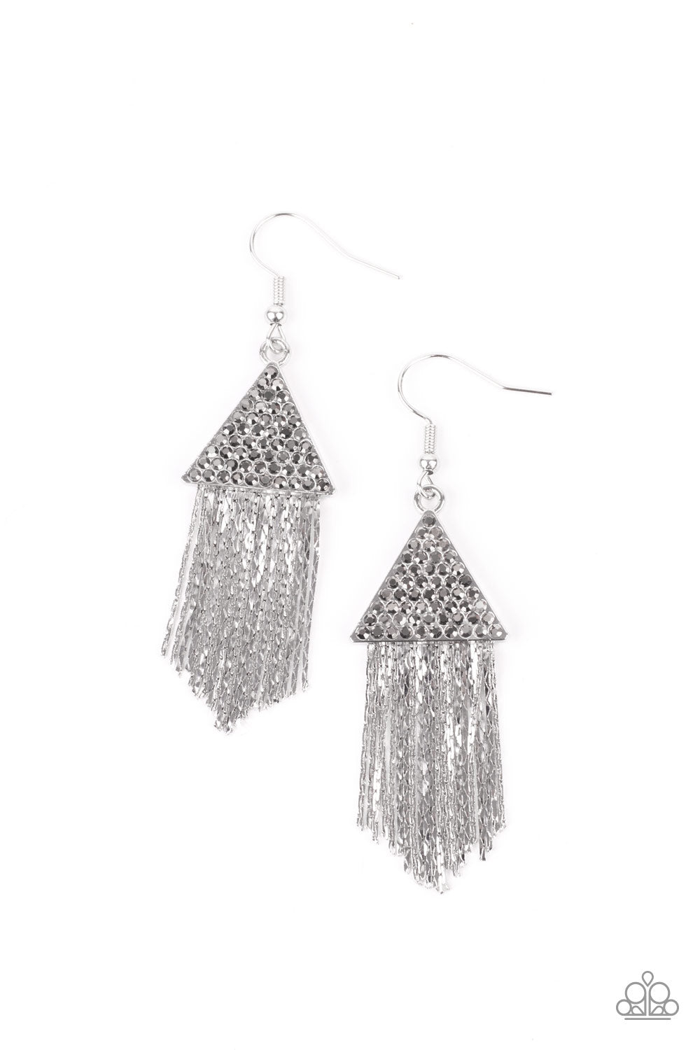 Pyramid SHEEN - silver - Paparazzi earrings