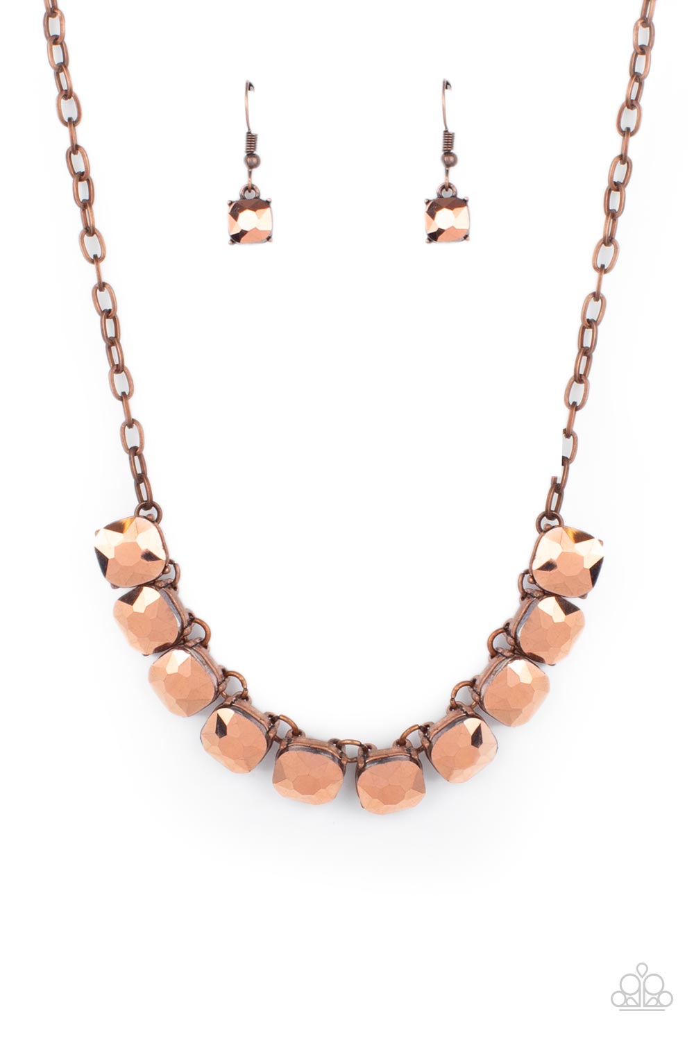 Radiance Squared - copper - Paparazzi necklace