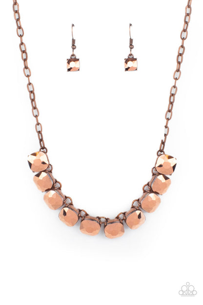 Radiance Squared - copper - Paparazzi necklace