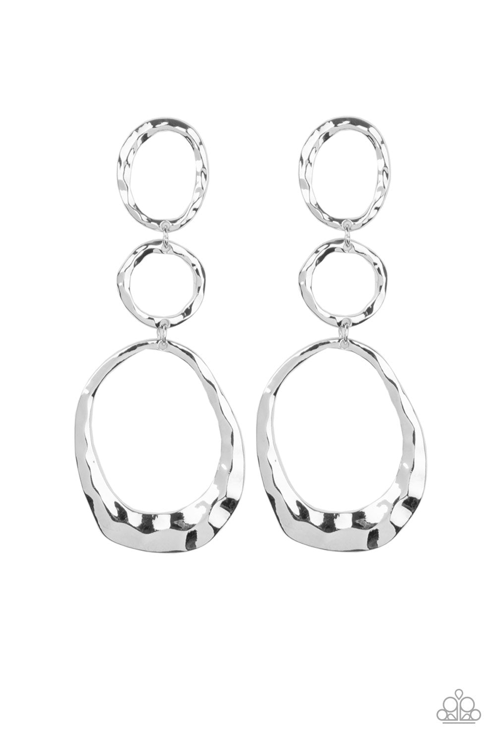 Radically Rippled - silver - Paparazzi earrings