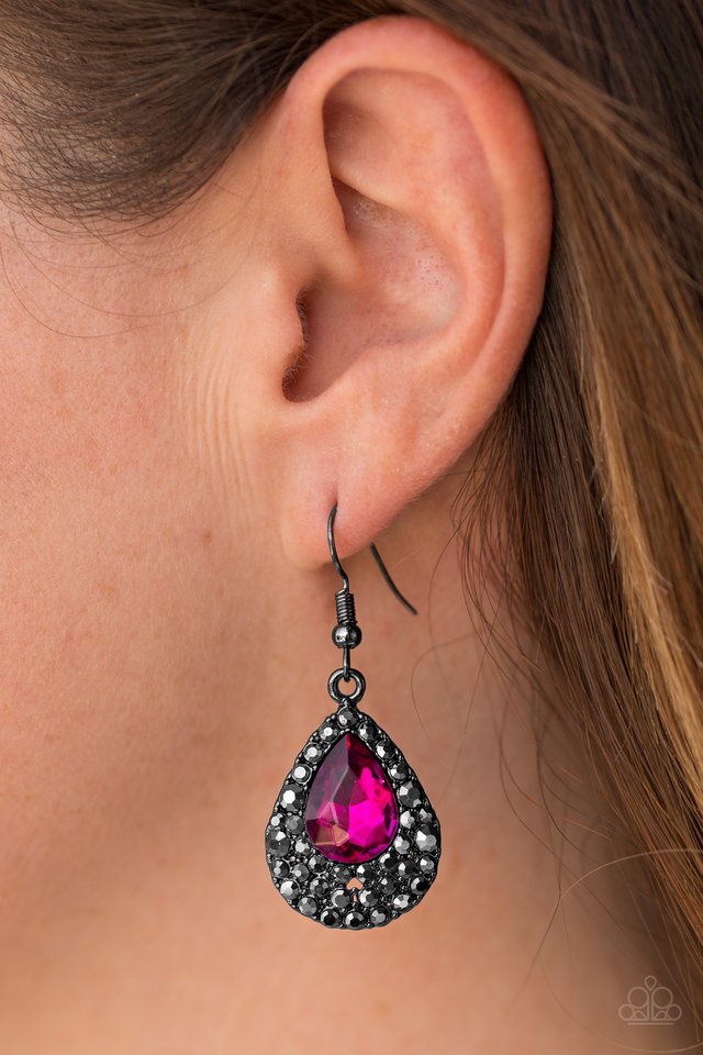 Reel In The Glitter - Pink - Paparazzi earrings