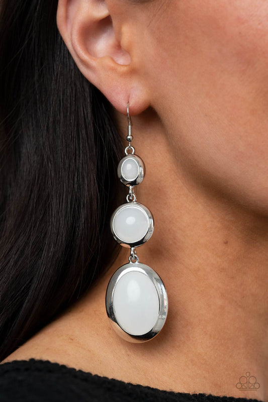 Retro Reality - white - Paparazzi earrings