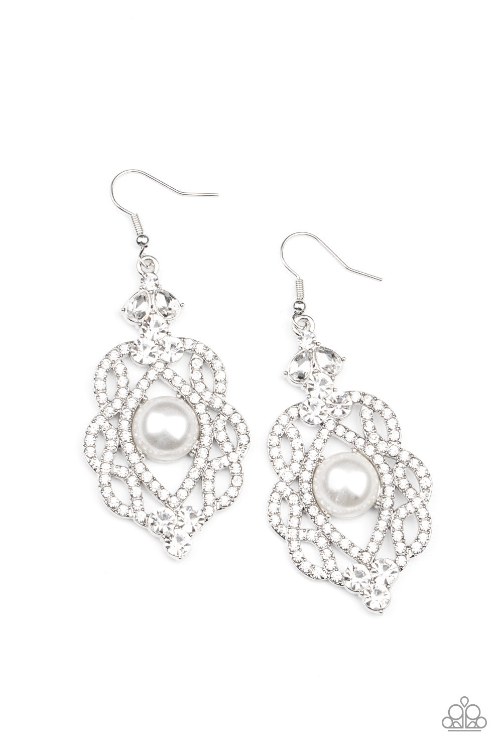 Rhinestone Renaissance - white - Paparazzi earrings