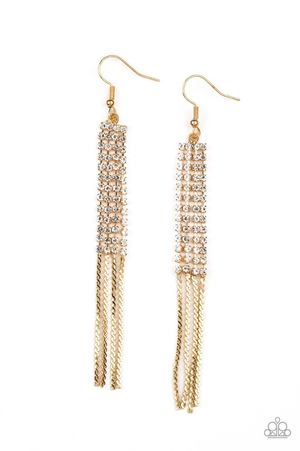 Rhinestone Romance - gold - Paparazzi earrings