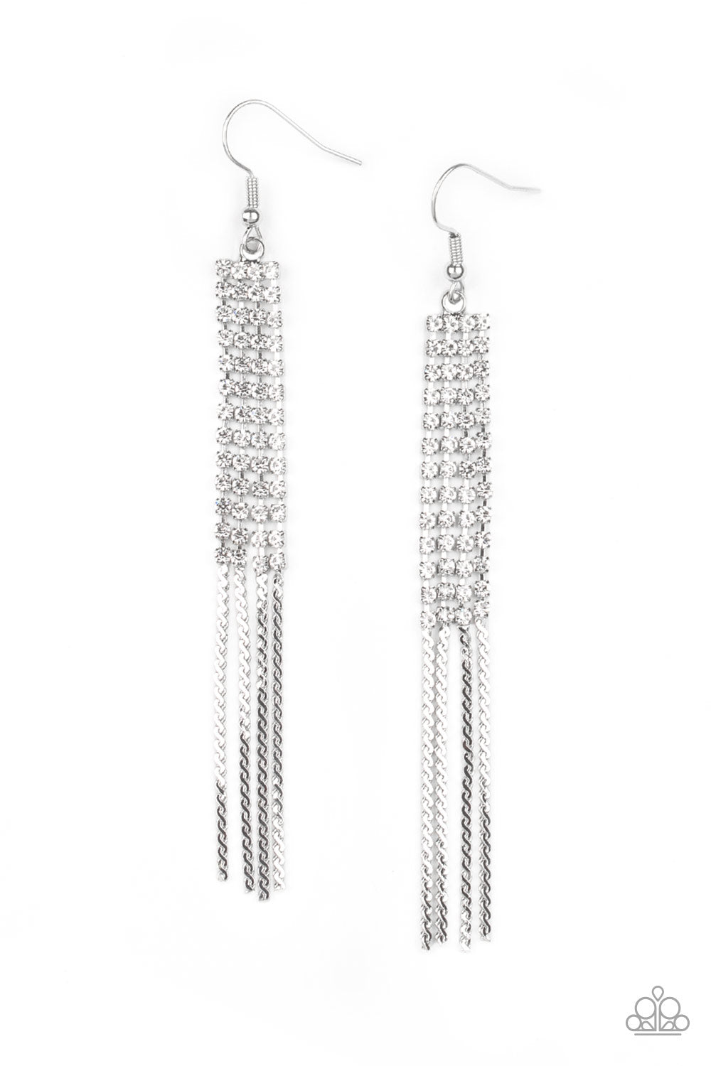 Rhinestone Romance - white - Paparazzi earrings