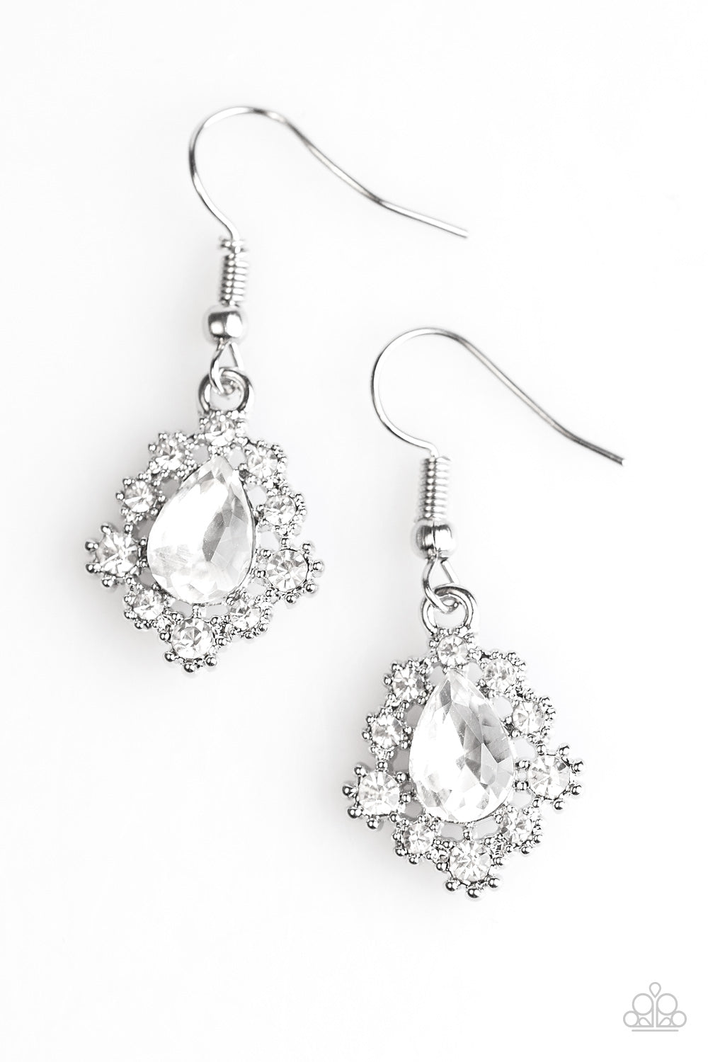 Rich and Regal - White - Paparazzi earrings