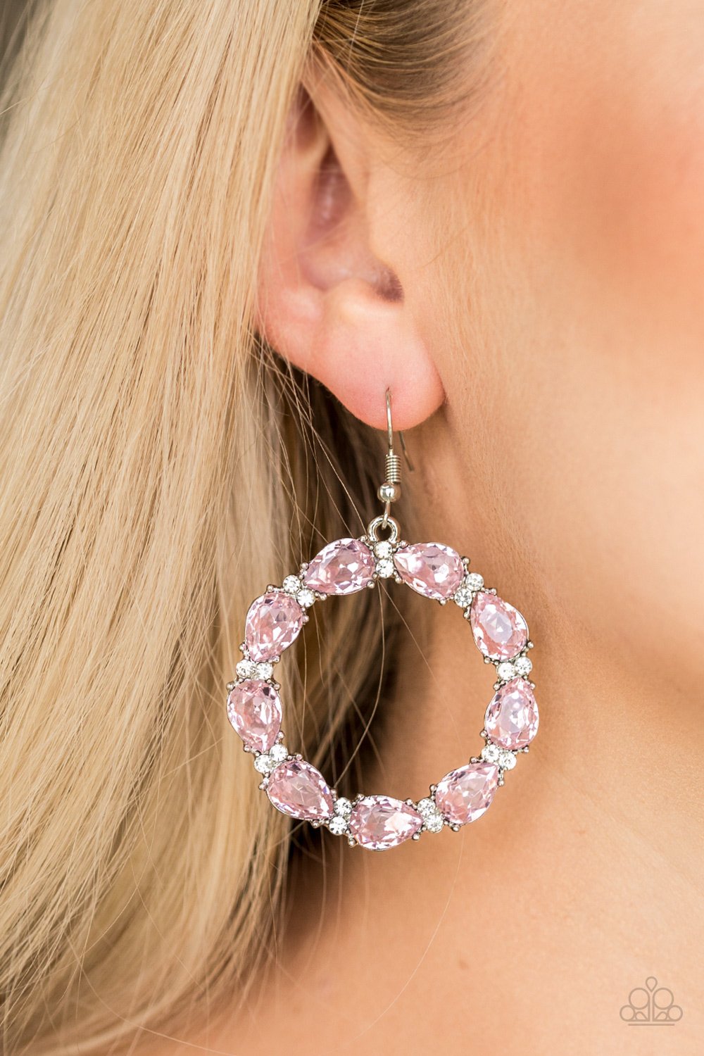 Ring Around the Rhinestones - pink - Paparazzi earrings