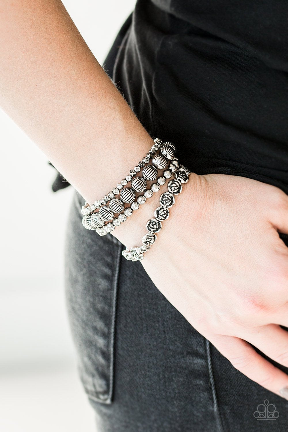 Rose Garden Gala - silver - Paparazzi bracelet