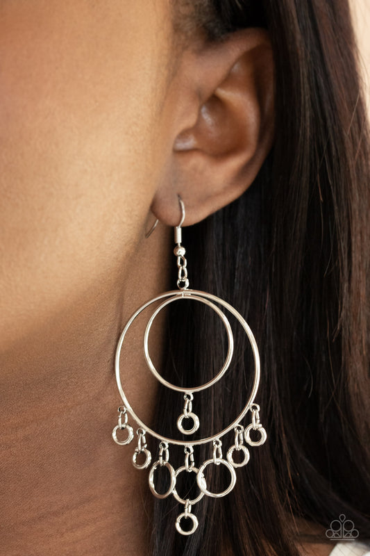 Roundabout Radiance - silver - Paparazzi earrings