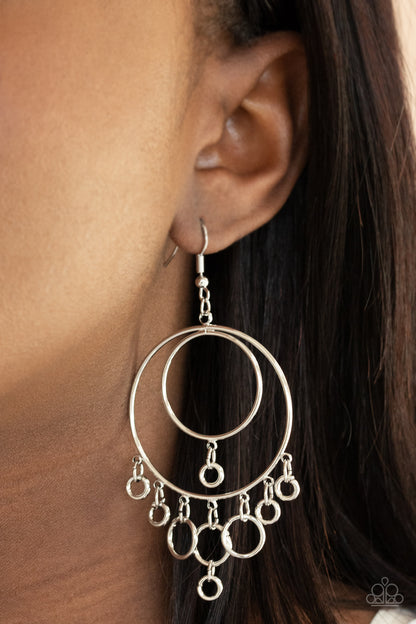 Roundabout Radiance - silver - Paparazzi earrings