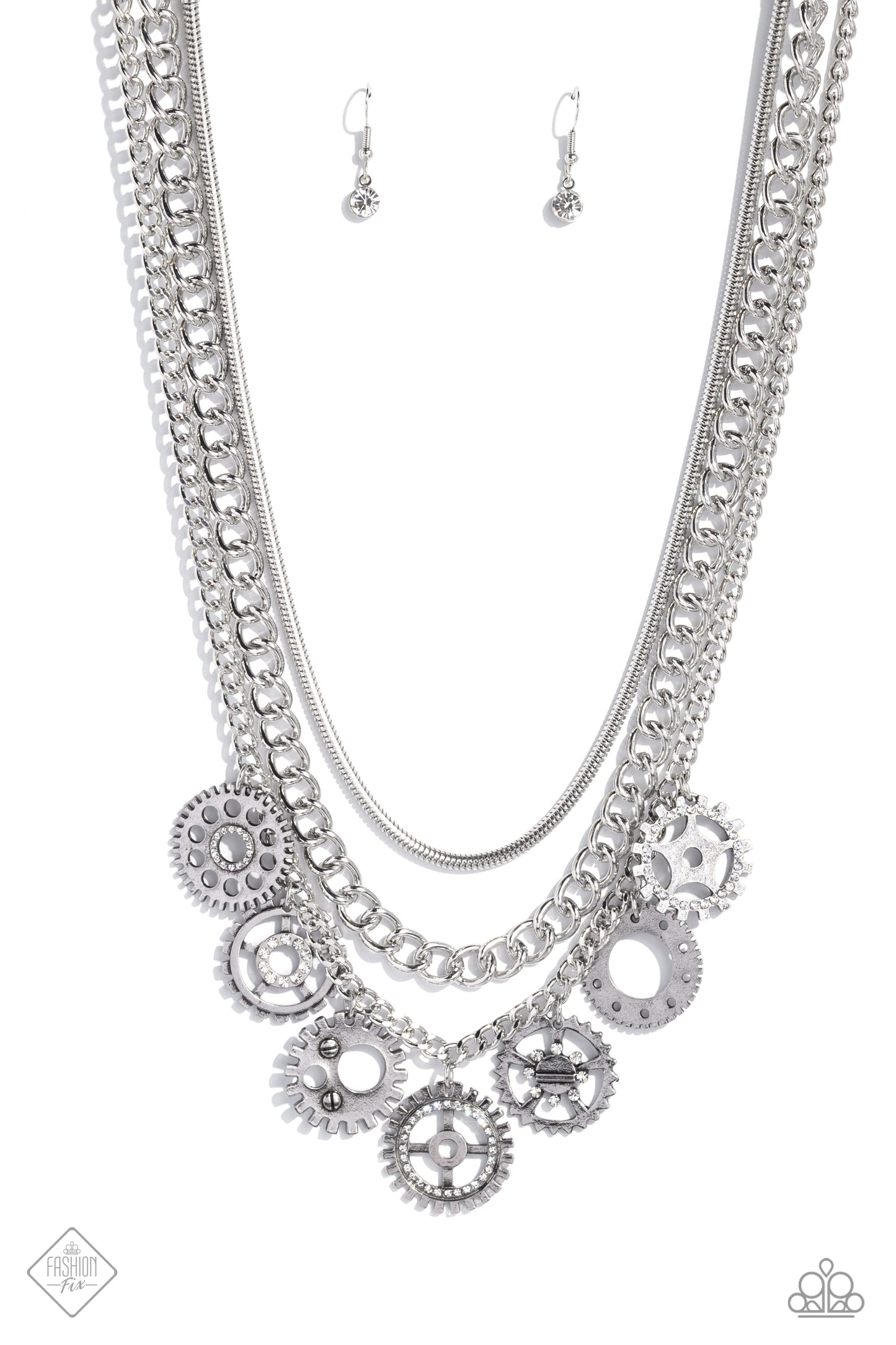 Running Out of STEAMPUNK - white - Paparazzi necklace