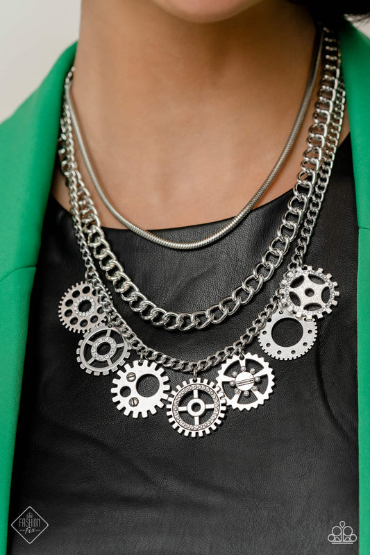 Running Out of STEAMPUNK - white - Paparazzi necklace