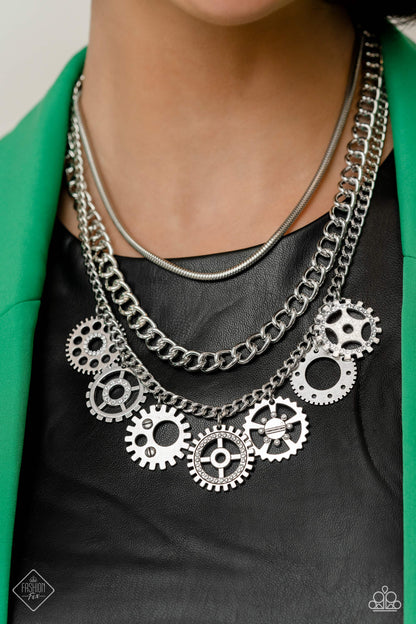 Running Out of STEAMPUNK - white - Paparazzi necklace