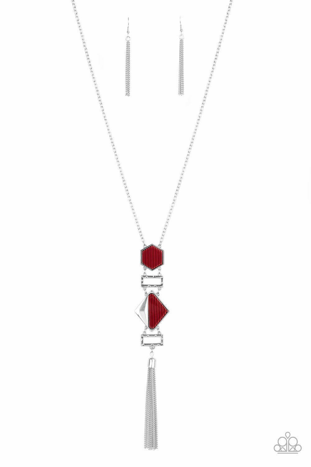 STRIPE Up a Conversation - red - Paparazzi necklace