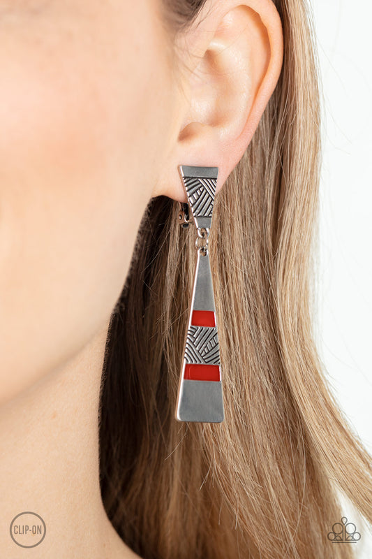 Safari Seeker - red - Paparazzi CLIP ON earrings