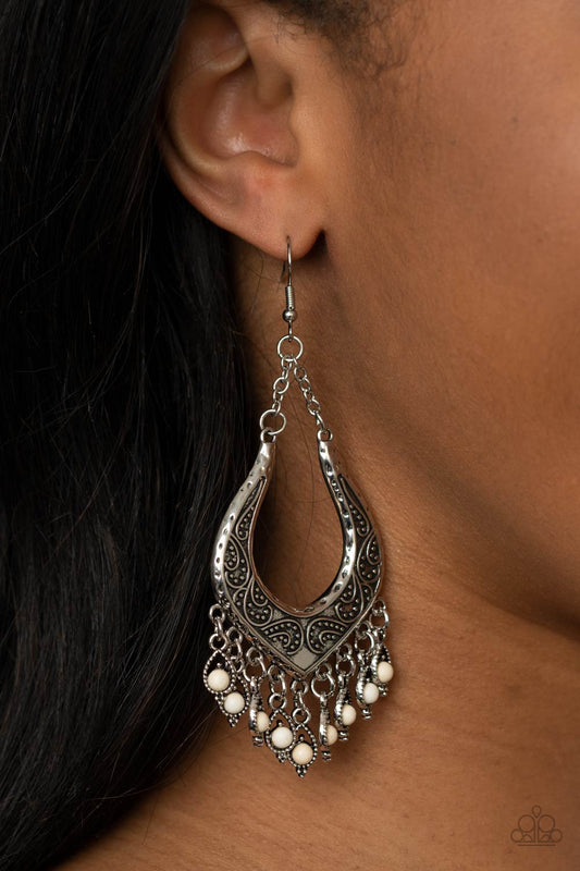 Sahara Fiesta - white - Paparazzi earrings