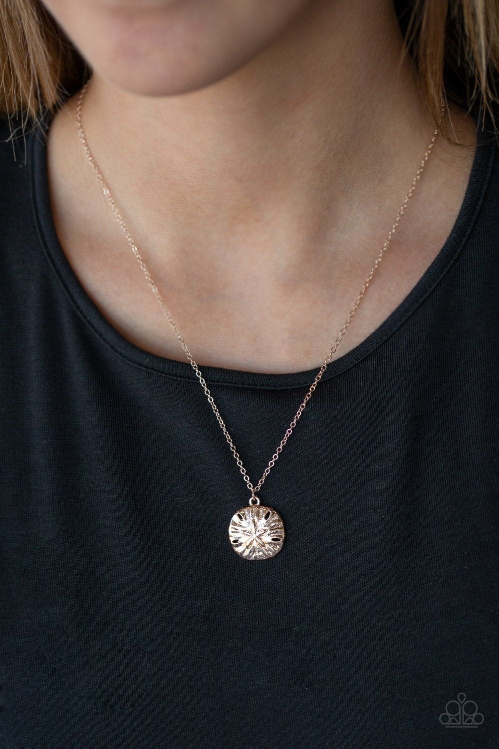Sand Dollar Shores-rose gold-Paparazzi necklace