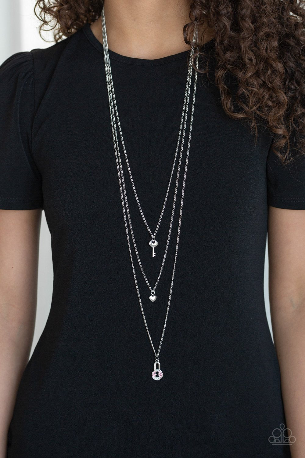 Secret Heart - pink - Paparazzi necklace