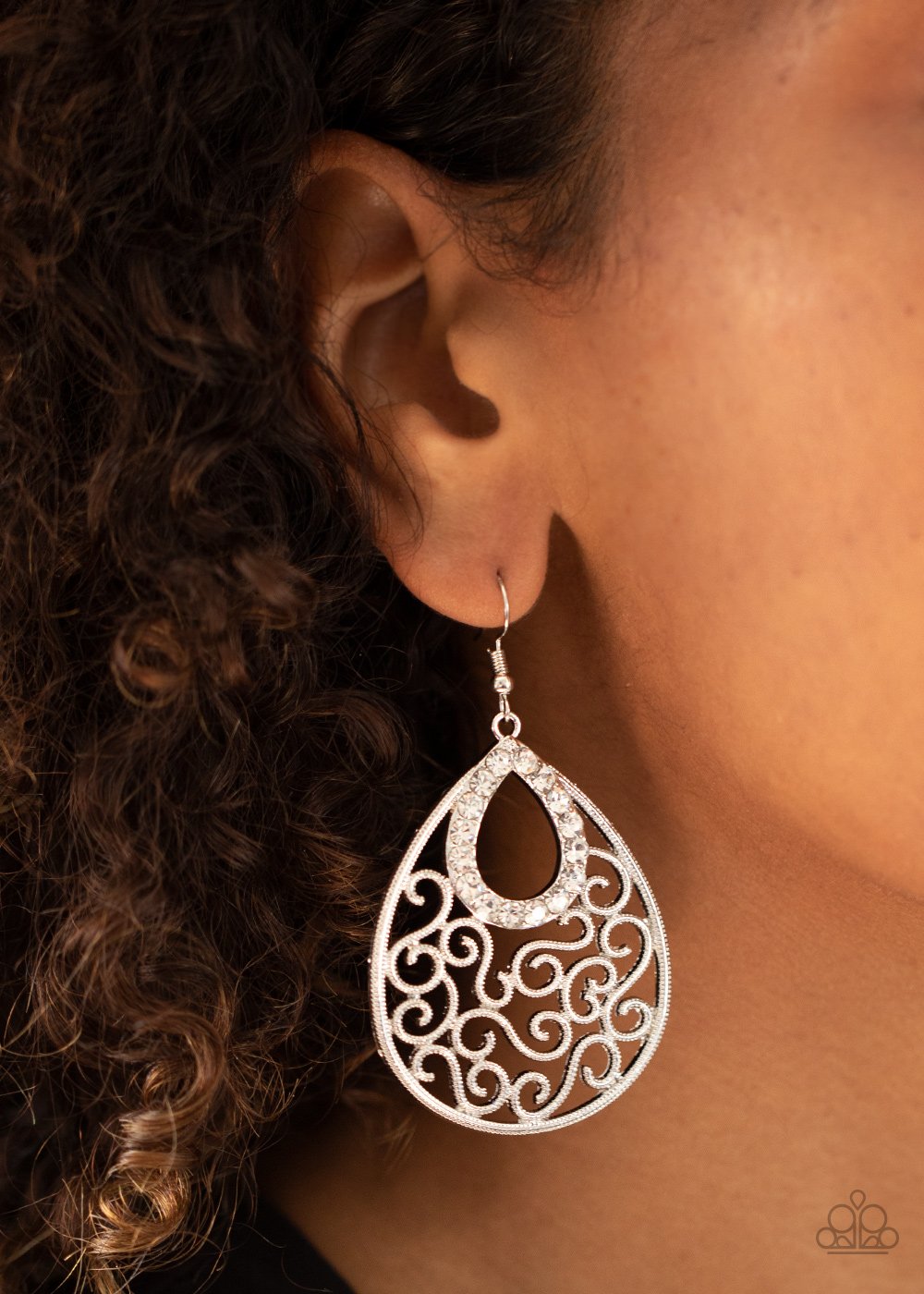 Seize the Stage-white-Paparazzi earrings