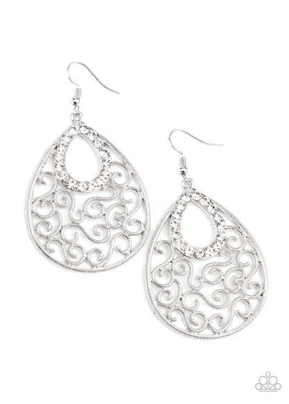 Seize the Stage - white - Paparazzi earrings