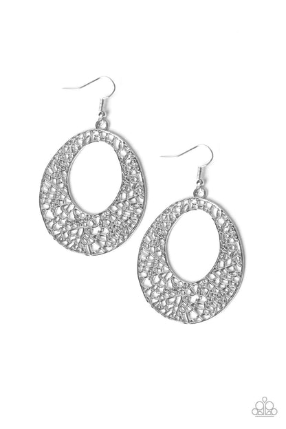 Serenely Shattered - silver - Paparazzi earrings