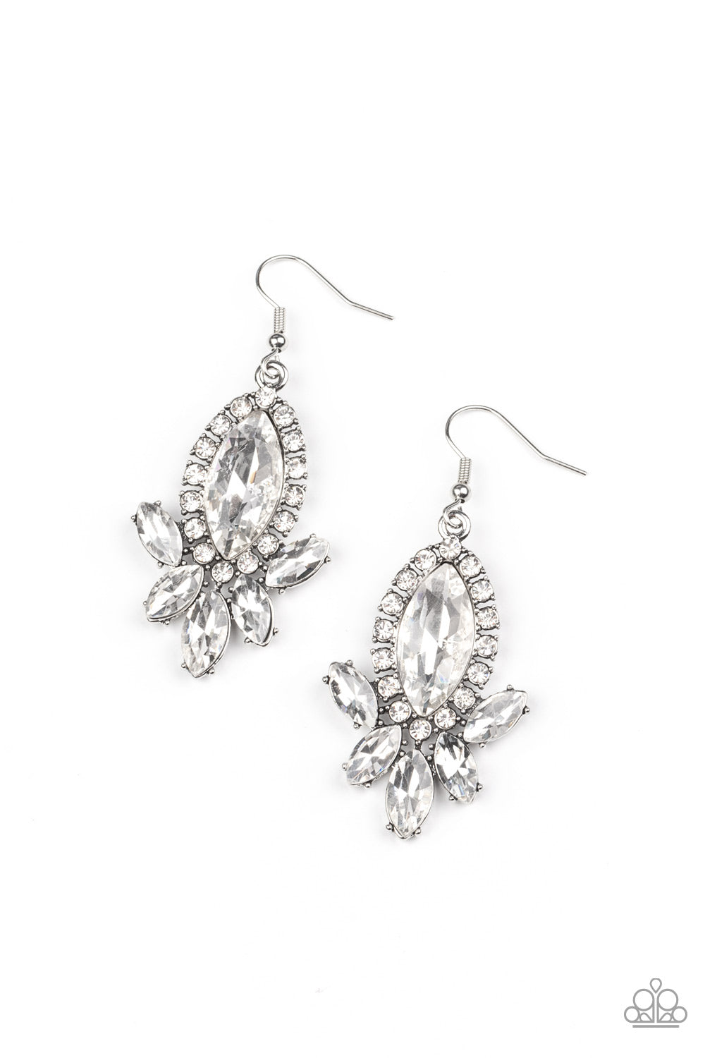 Serving Up Sparkle - white - Paparazzi earrings