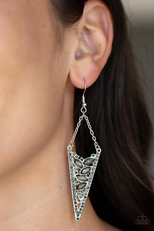 Sharp-Dressed Drama - silver - Paparazzi earrings