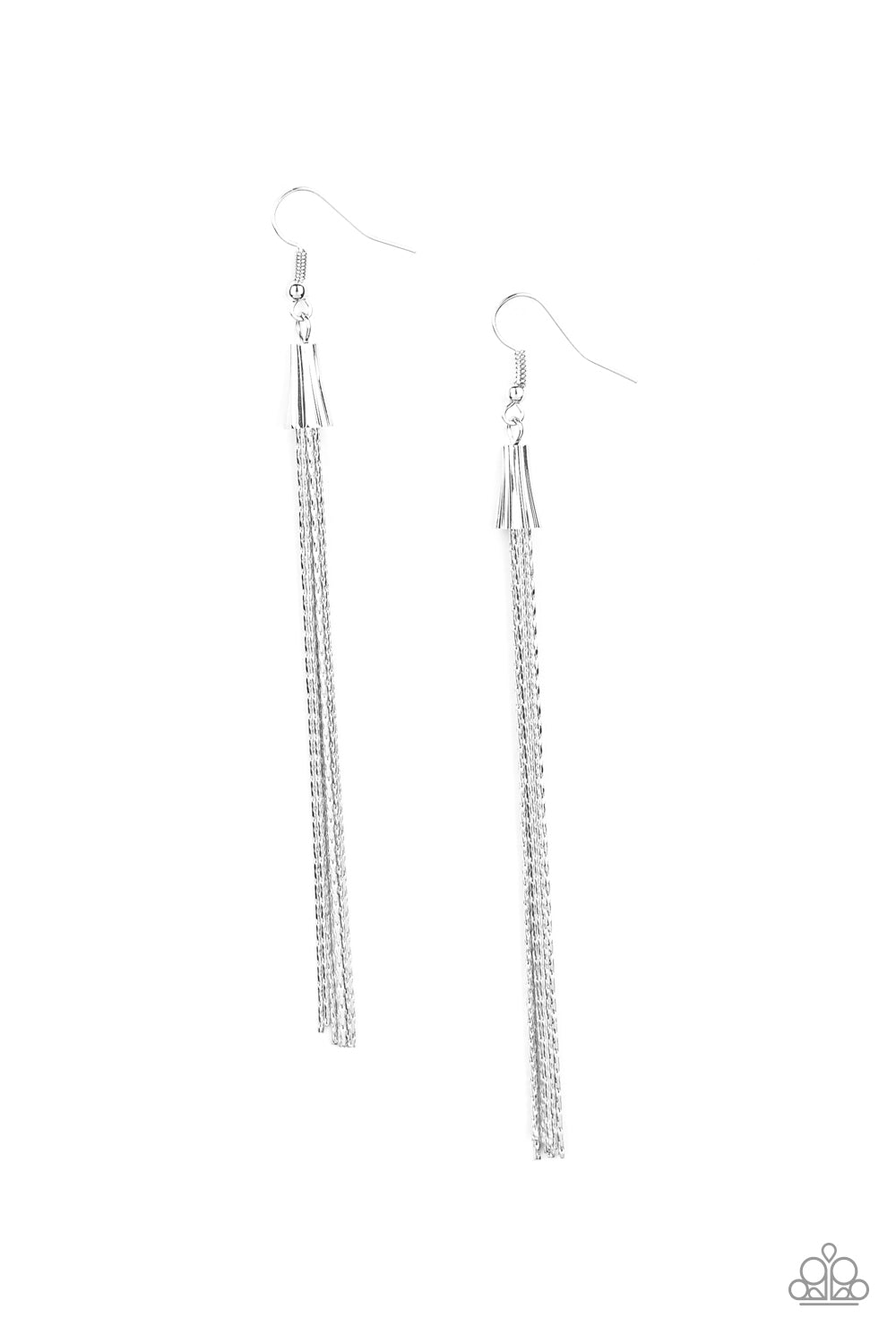 Shimmery Streamers - silver - Paparazzi earrings