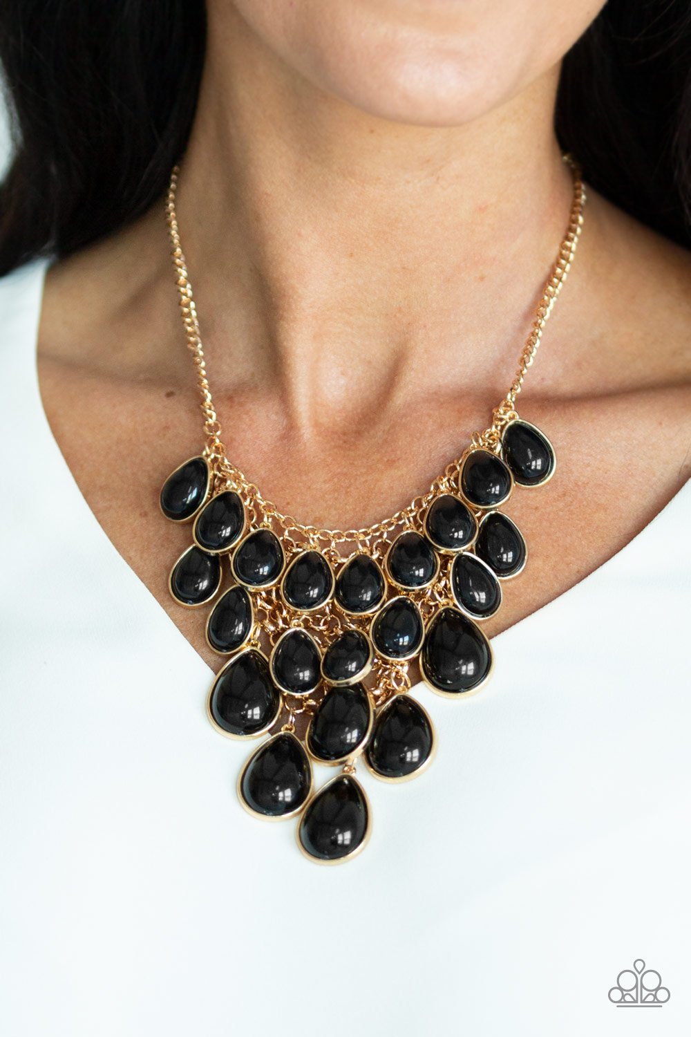 Shop Til You Teardrop-black-Paparazzi necklace