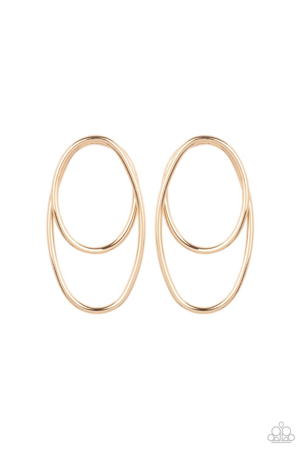 So OVAL-Dramatic - gold - Paparazzi earrings