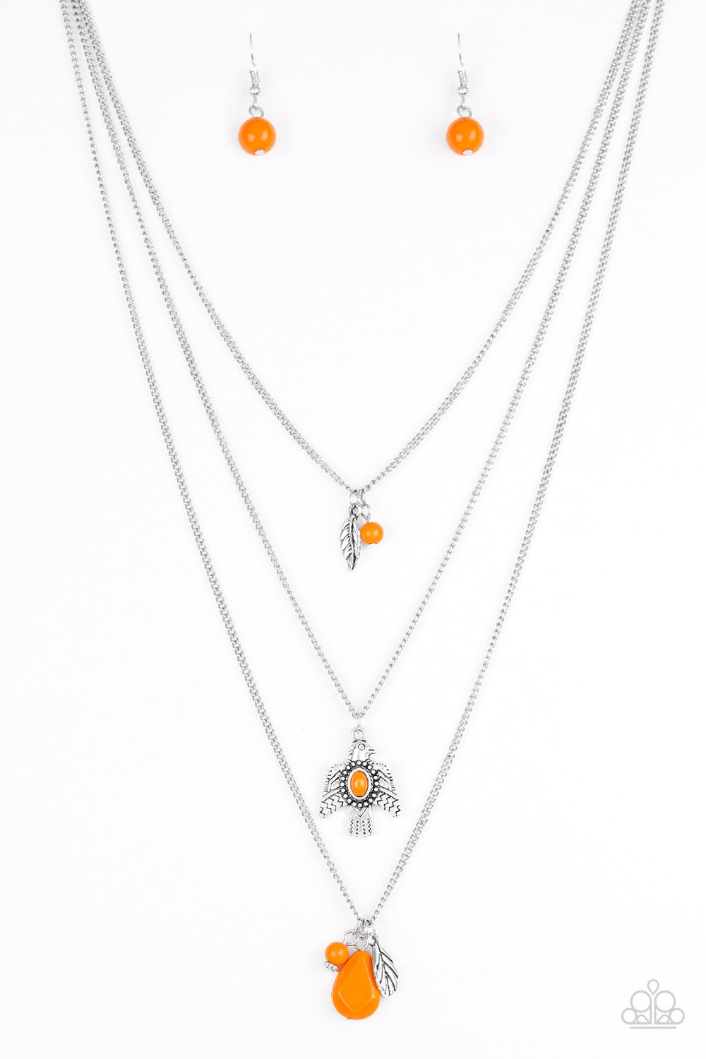Soar With the Eagles - orange - Paparazzi necklace