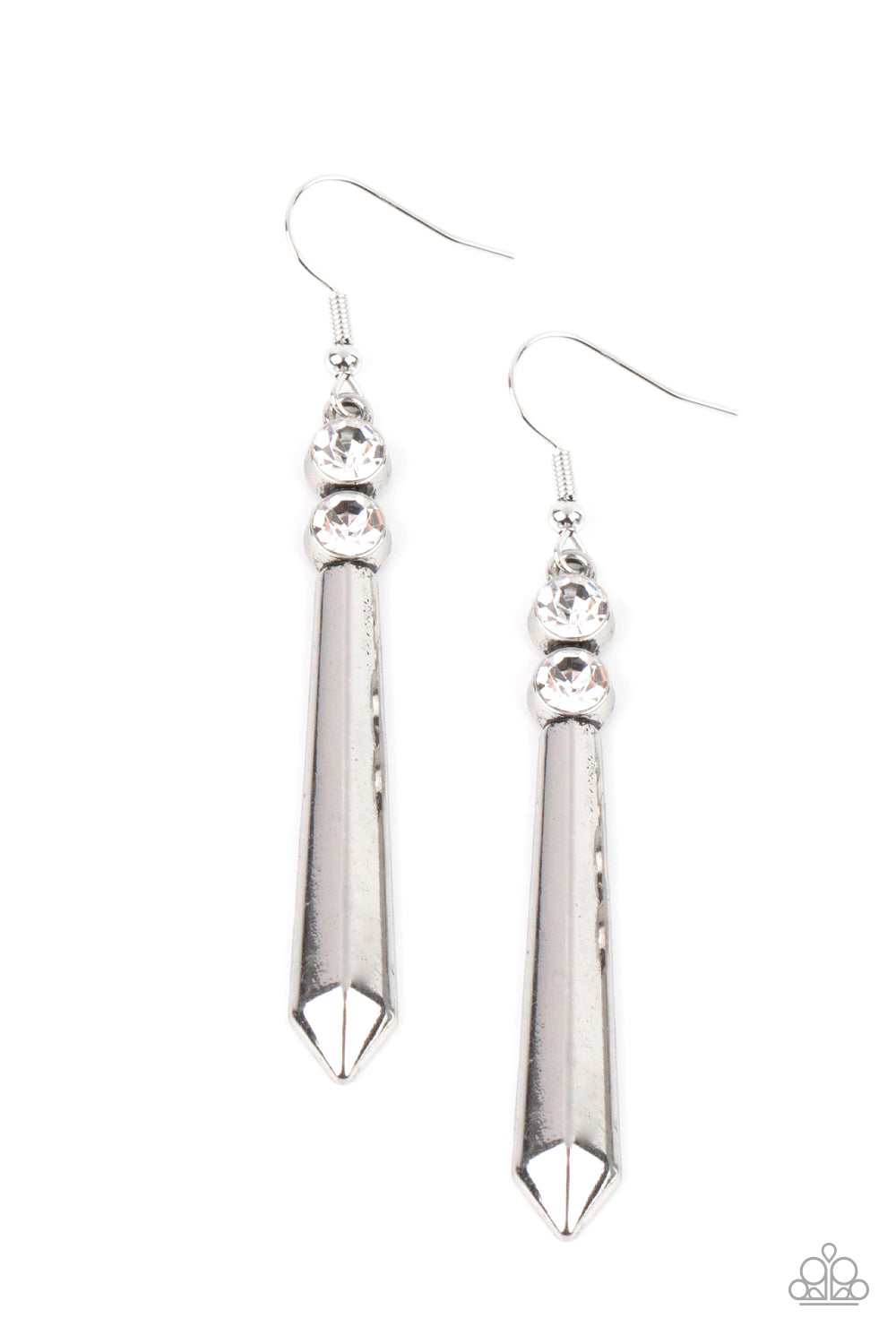 Sparkle Stream - white - Paparazzi earrings