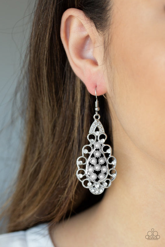 Sprinkle on the Sparkle-white-Paparazzi earrings