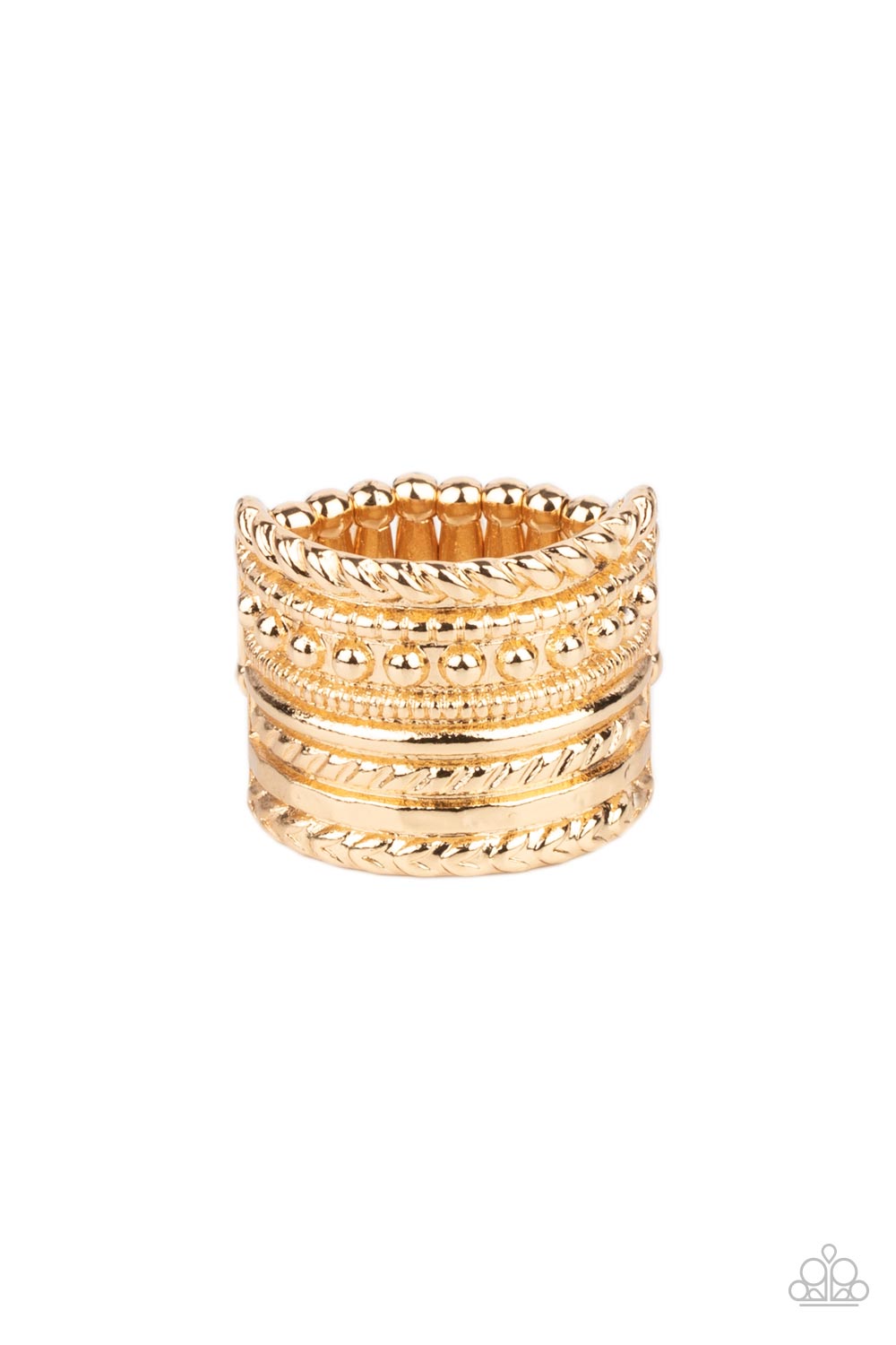 Stacked Odds - gold - Paparazzi ring