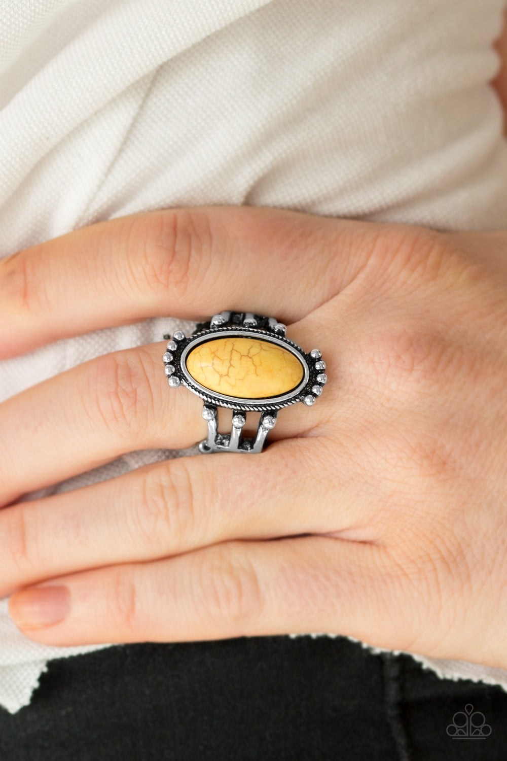 Stone Arches - yellow - Paparazzi ring