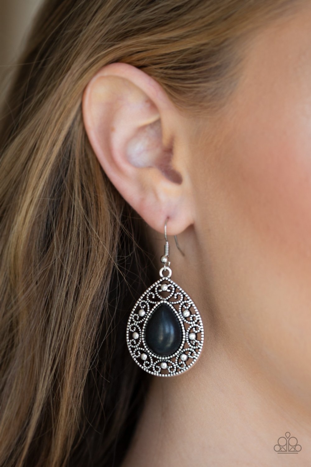 Stone Story-black-Paparazzi earrings