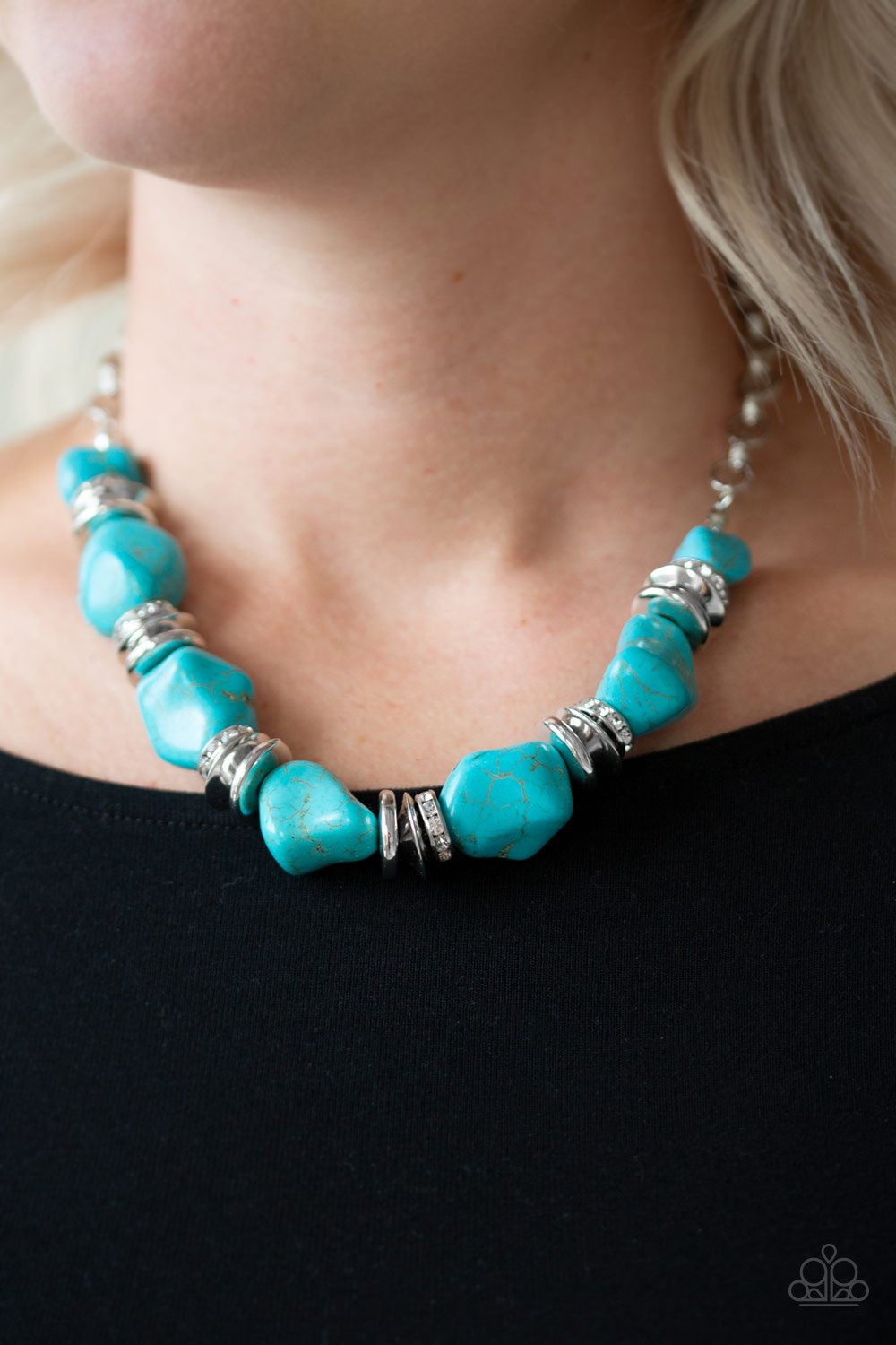 Stunningly Stone Age - blue - Paparazzi necklace