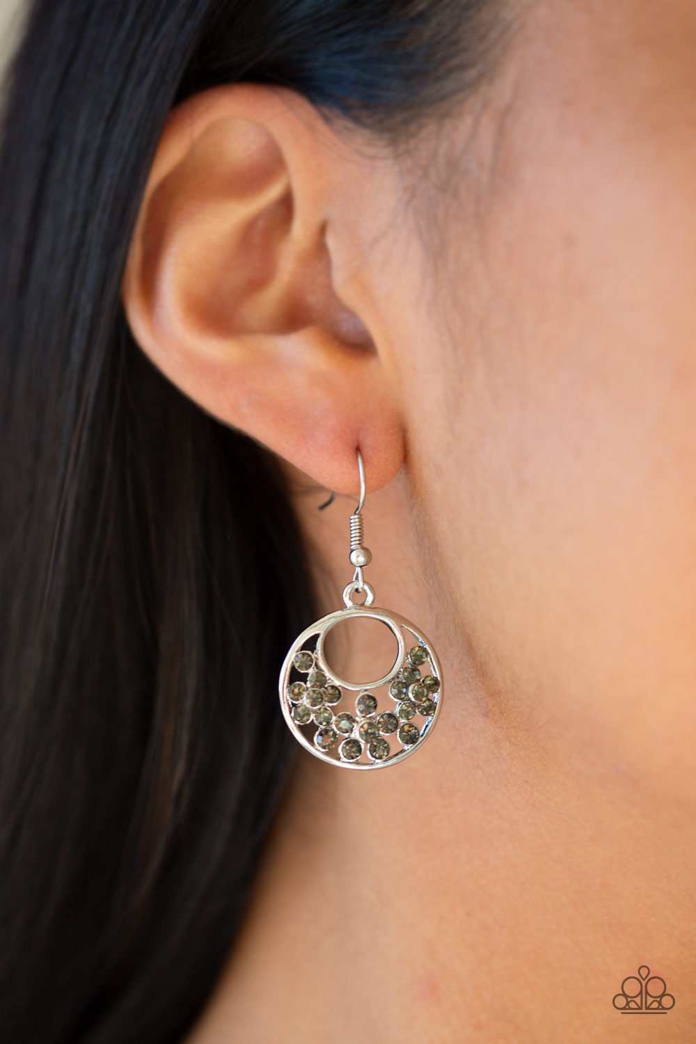 Sugary Shine-silver-Paparazzi earrings