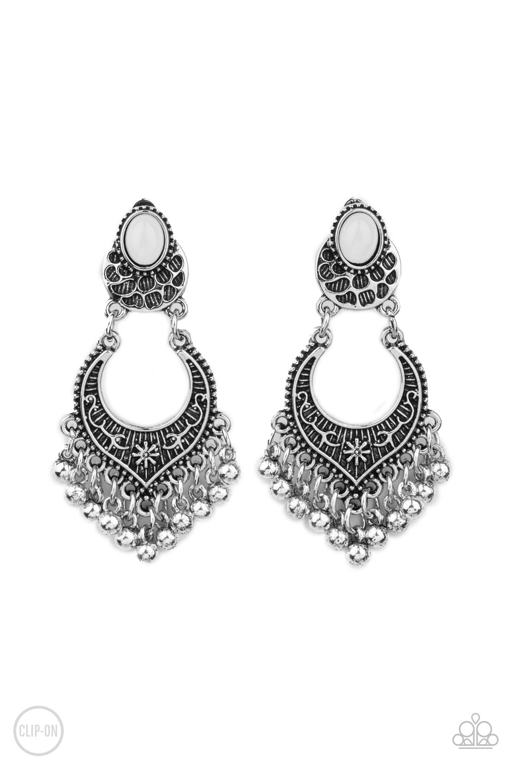 Summery Gardens - white - Paparazzi CLIP ON earrings