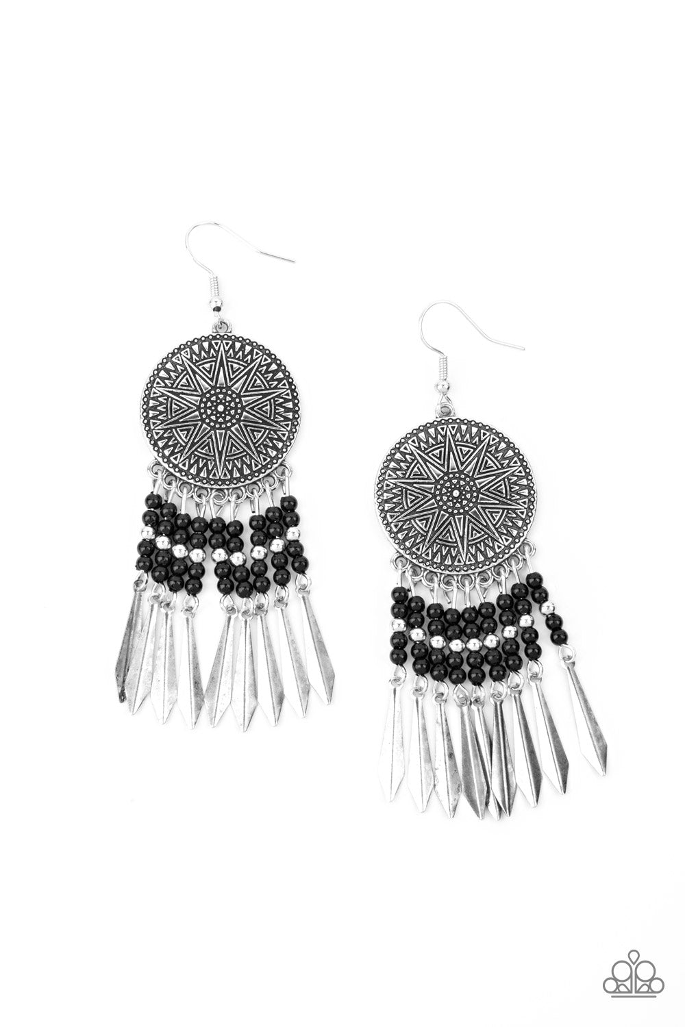 Sun Warrior - black - Paparazzi earrings