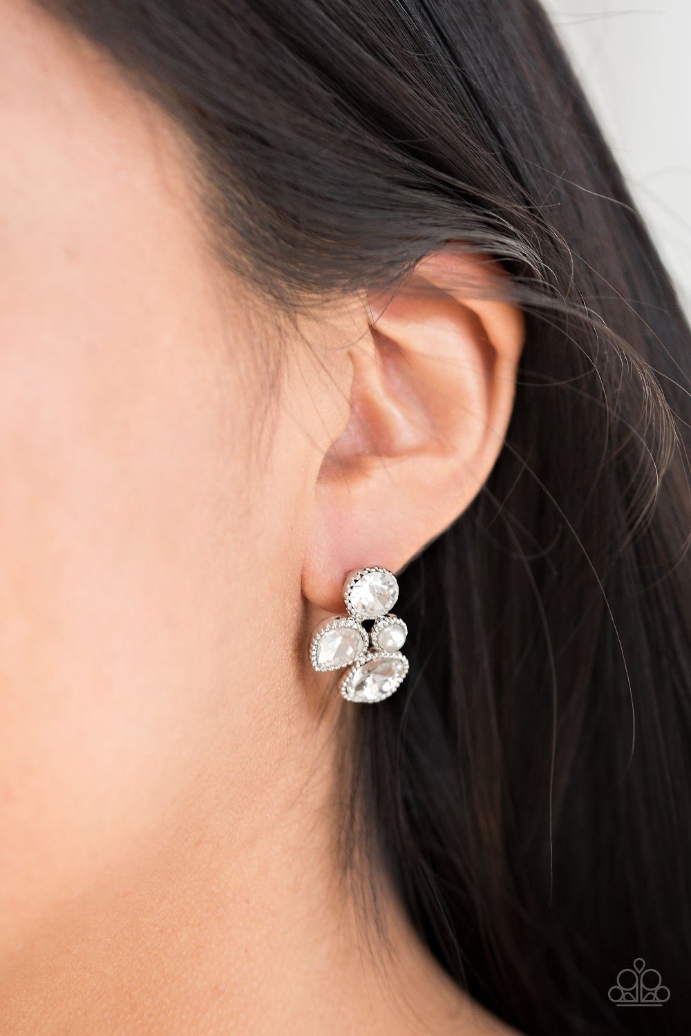 Super Superstar-white-Paparazzi earrings