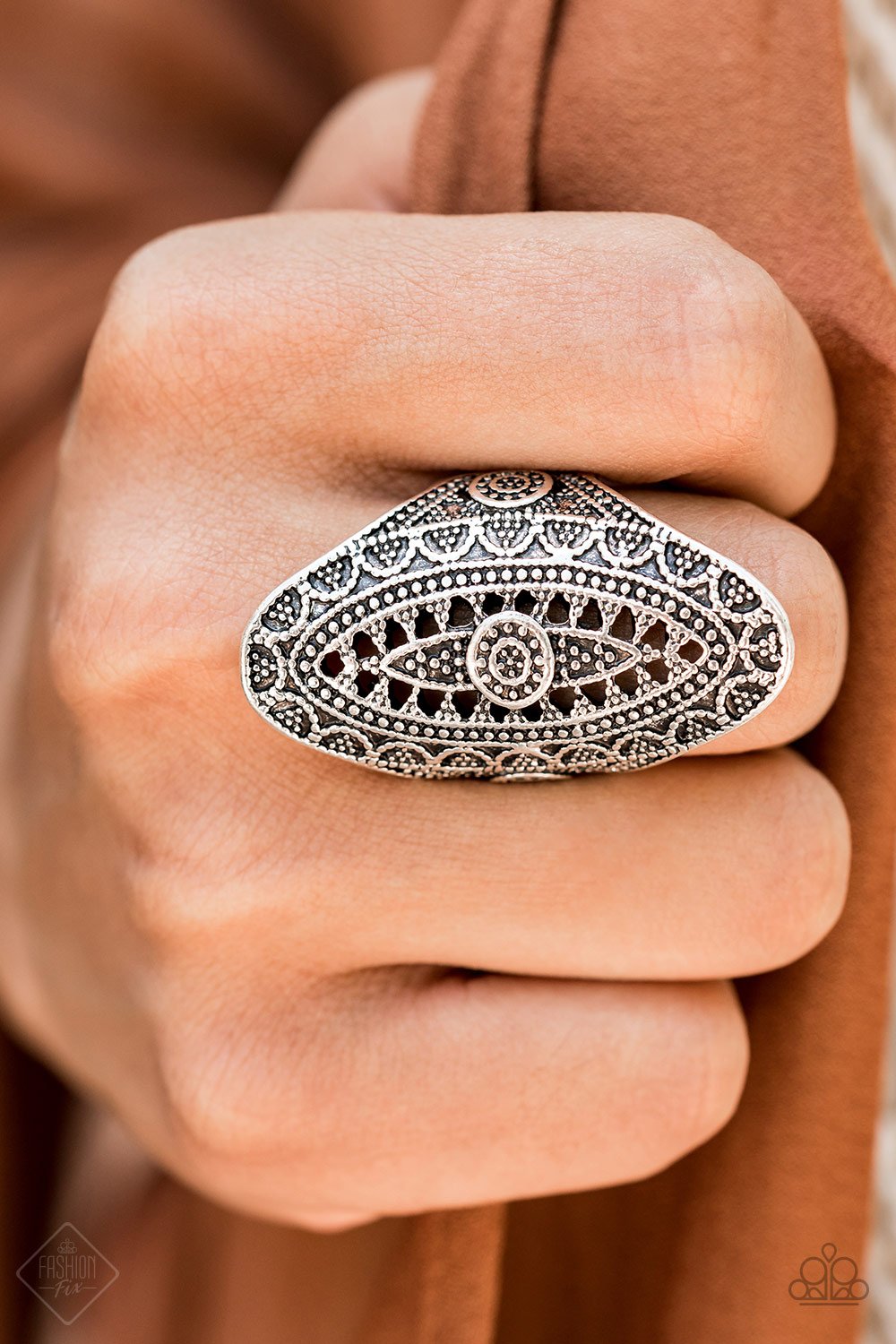 TRIBAL and Tribulation-silver-Paparazzi ring
