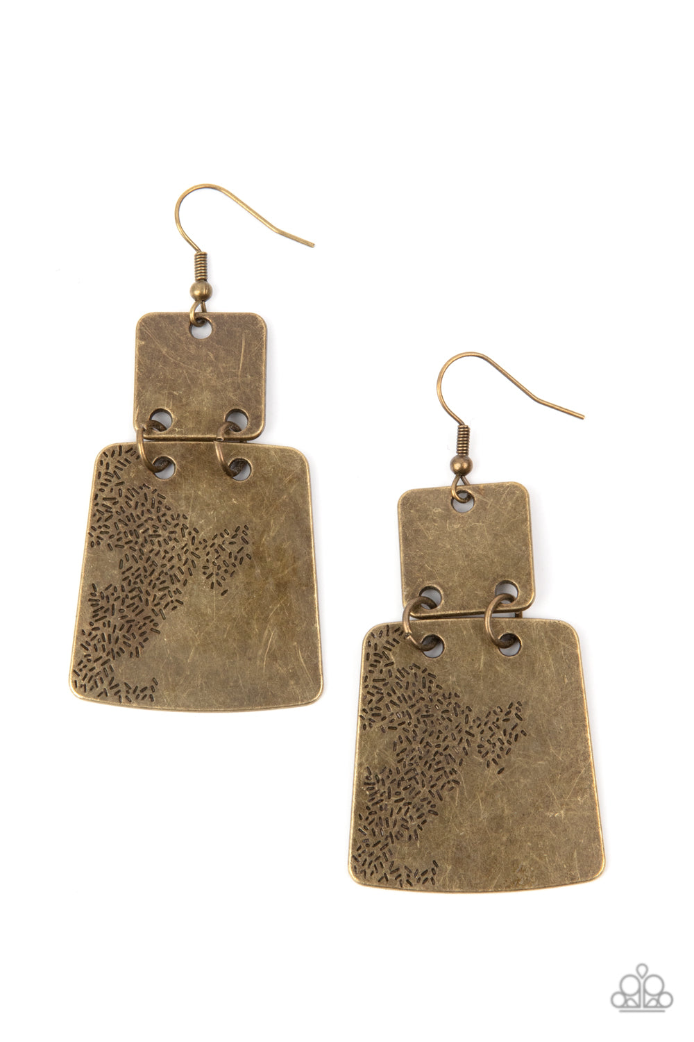 Tagging Along - brass - Paparazzi earrings