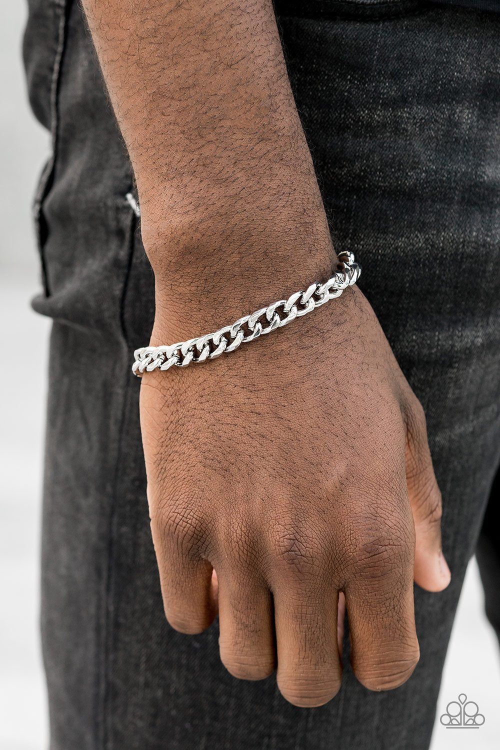 Take It To the Bank-silver-Paparazzi MENS bracelet