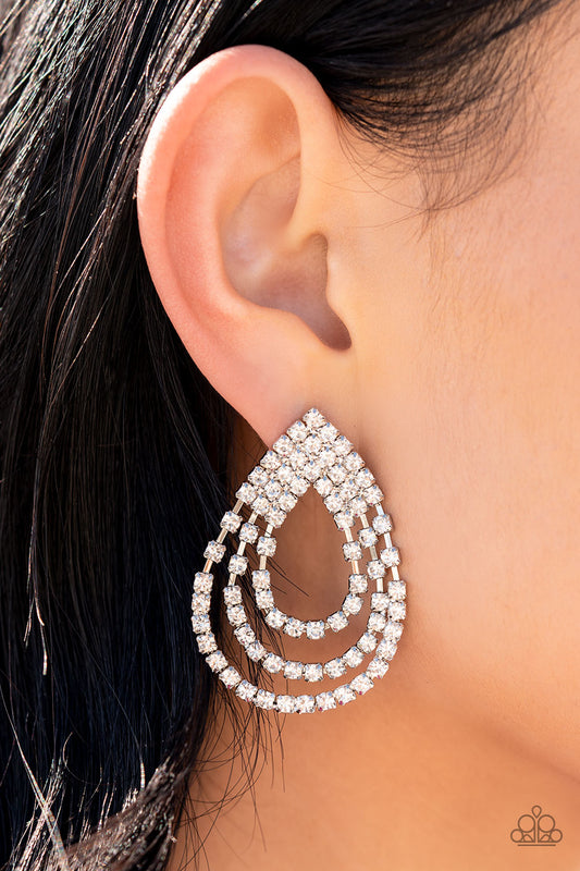 Take a POWER Stance - white - Paparazzi earrings
