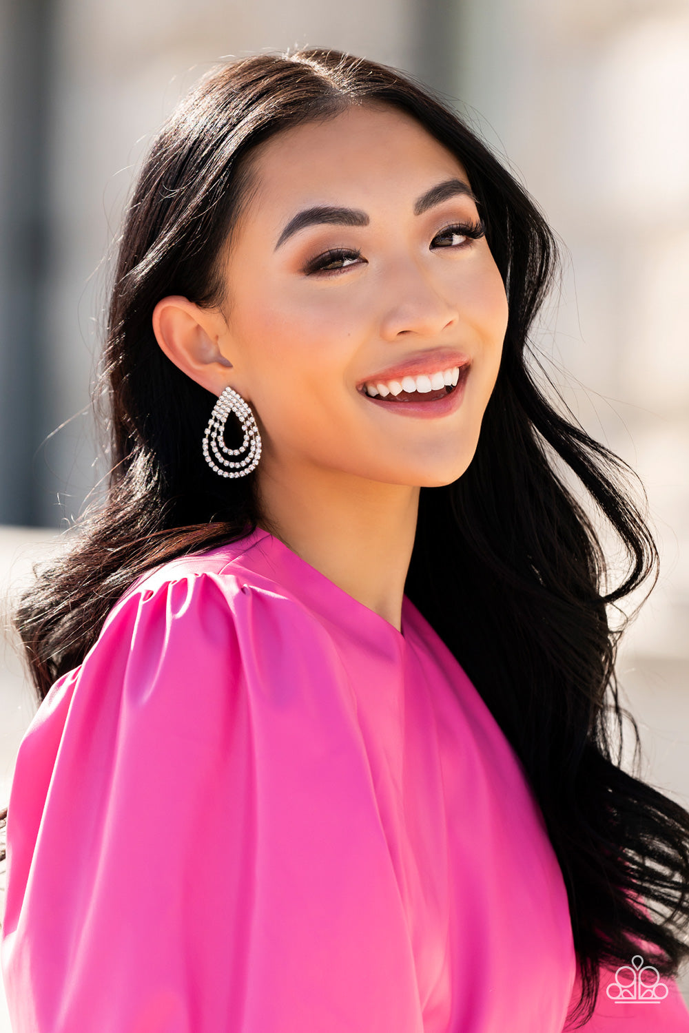 Take a POWER Stance - white - Paparazzi earrings