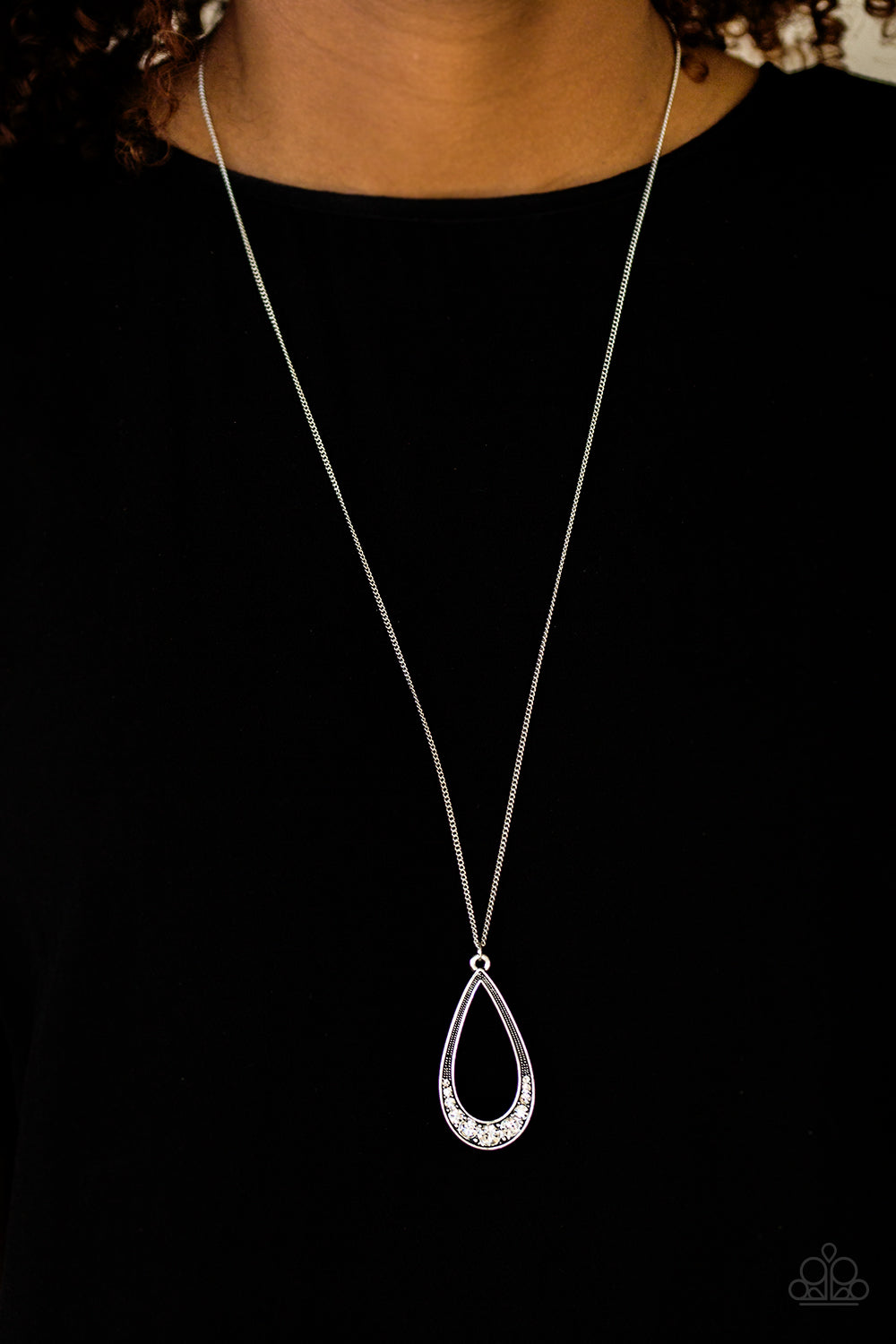 Teardrop Tease - white - Paparazzi necklace