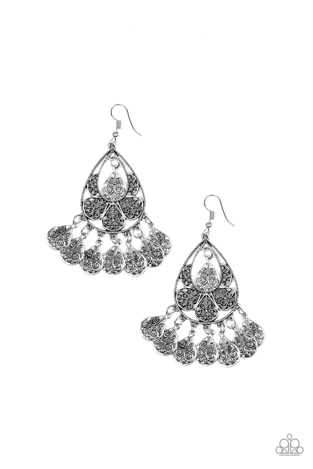Teardrop Tempo - silver - Paparazzi earrings